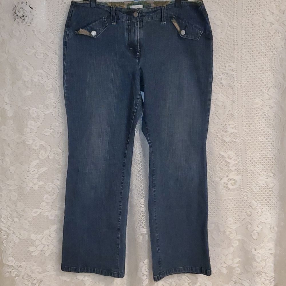 VTG Ann Taylor Loft Y2K Sailor Jeans 14 Bootcut Denim Flap Pocket 2000s Retro